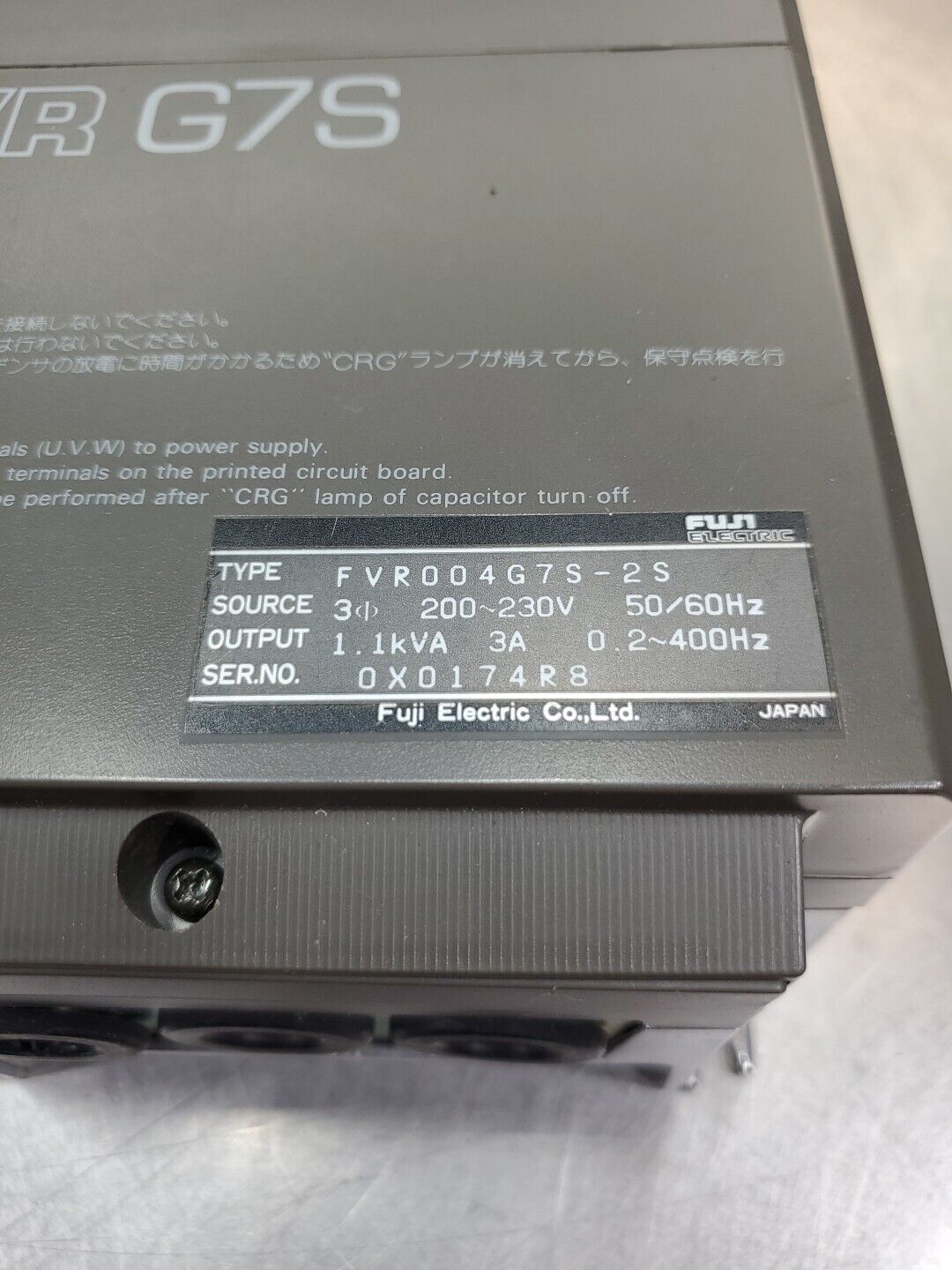 Fuji Electric FVR004G7S-2S 200~230V 3A Drive.                                 1E