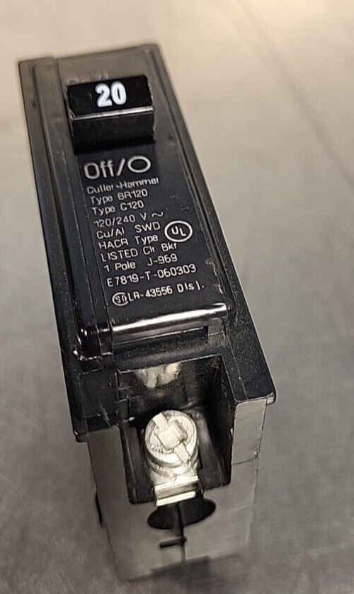 Cutler Hammer E7819 20 AMP Circuit Breaker 1 POLE Quick lag 120/240V (BIN 3.5.4)
