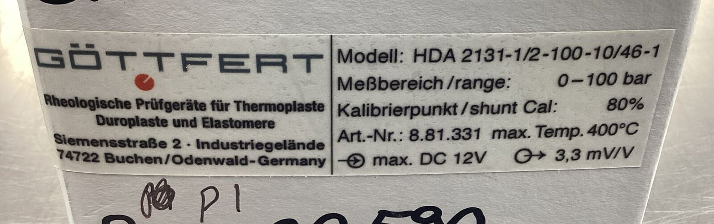 GOTTFERT  HDA 2134-1/2-100-10/46-1   0-100 Bar  12VDC Max       5E-20