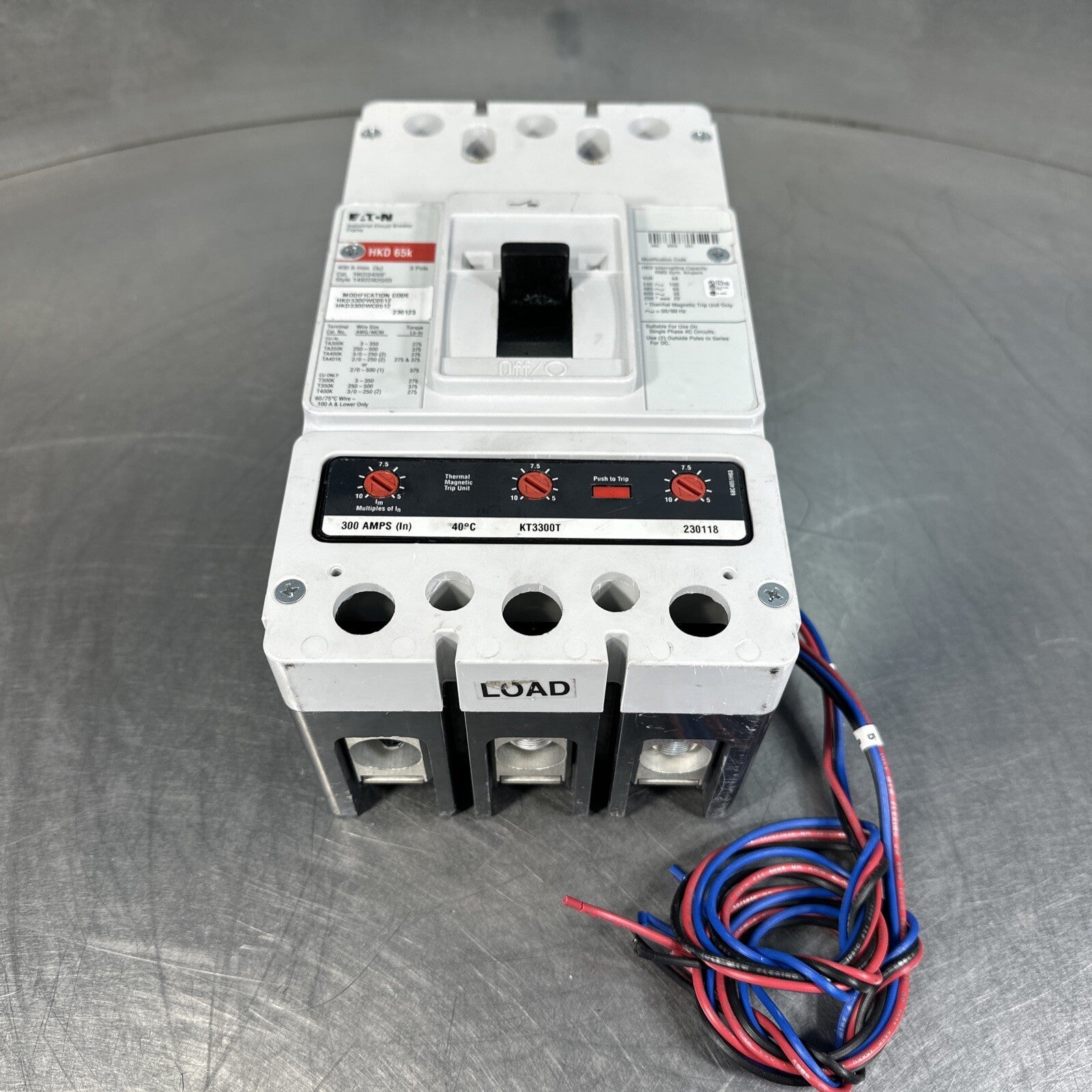 Eaton USD HKD330WC0512 Molded HKD 3P 300A 600V 50/60Hz 3Ph (BIN-1.3.5)