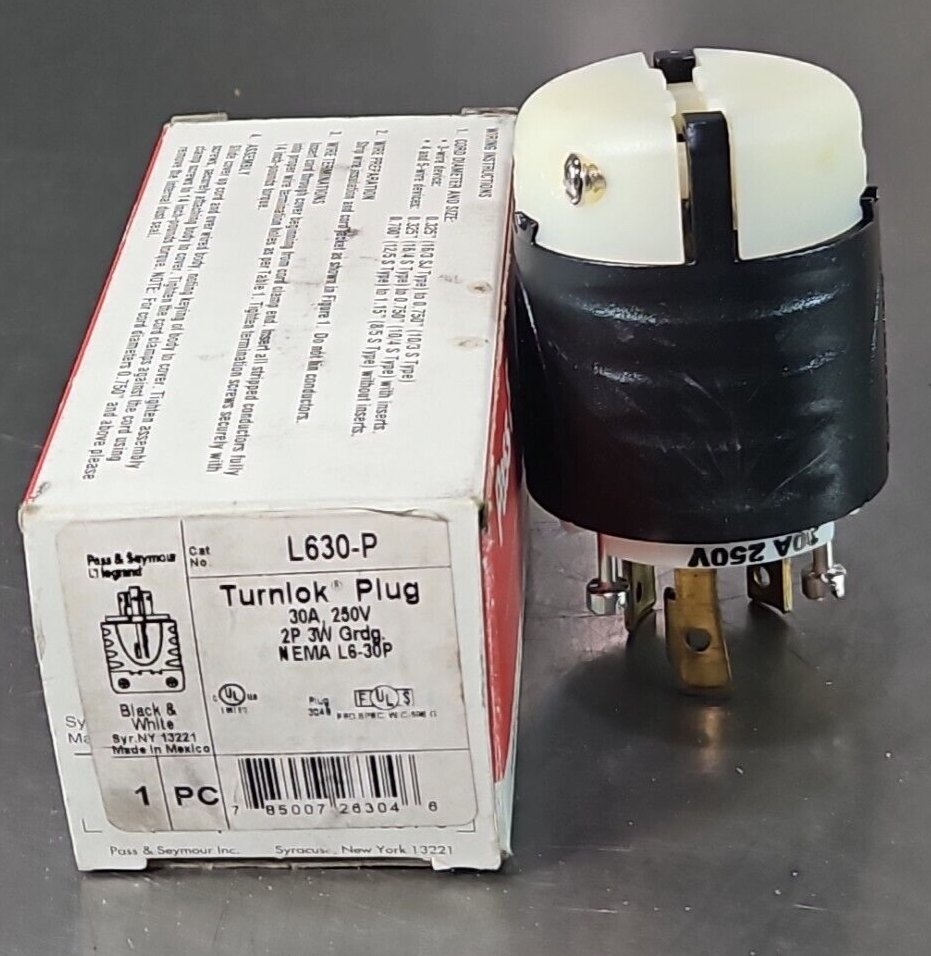 Pass & Seymour L630-P Yellow Turn Lock Twist Locking Plug 30A 250V        loc4C2