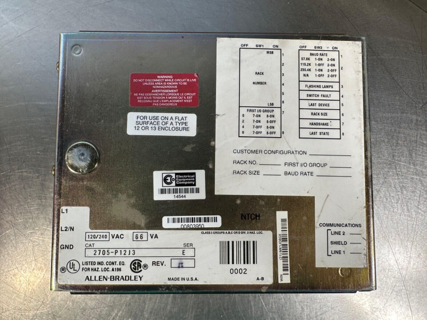 Allen Bradley RediPanel 2705-P12J3 E (2D-06)