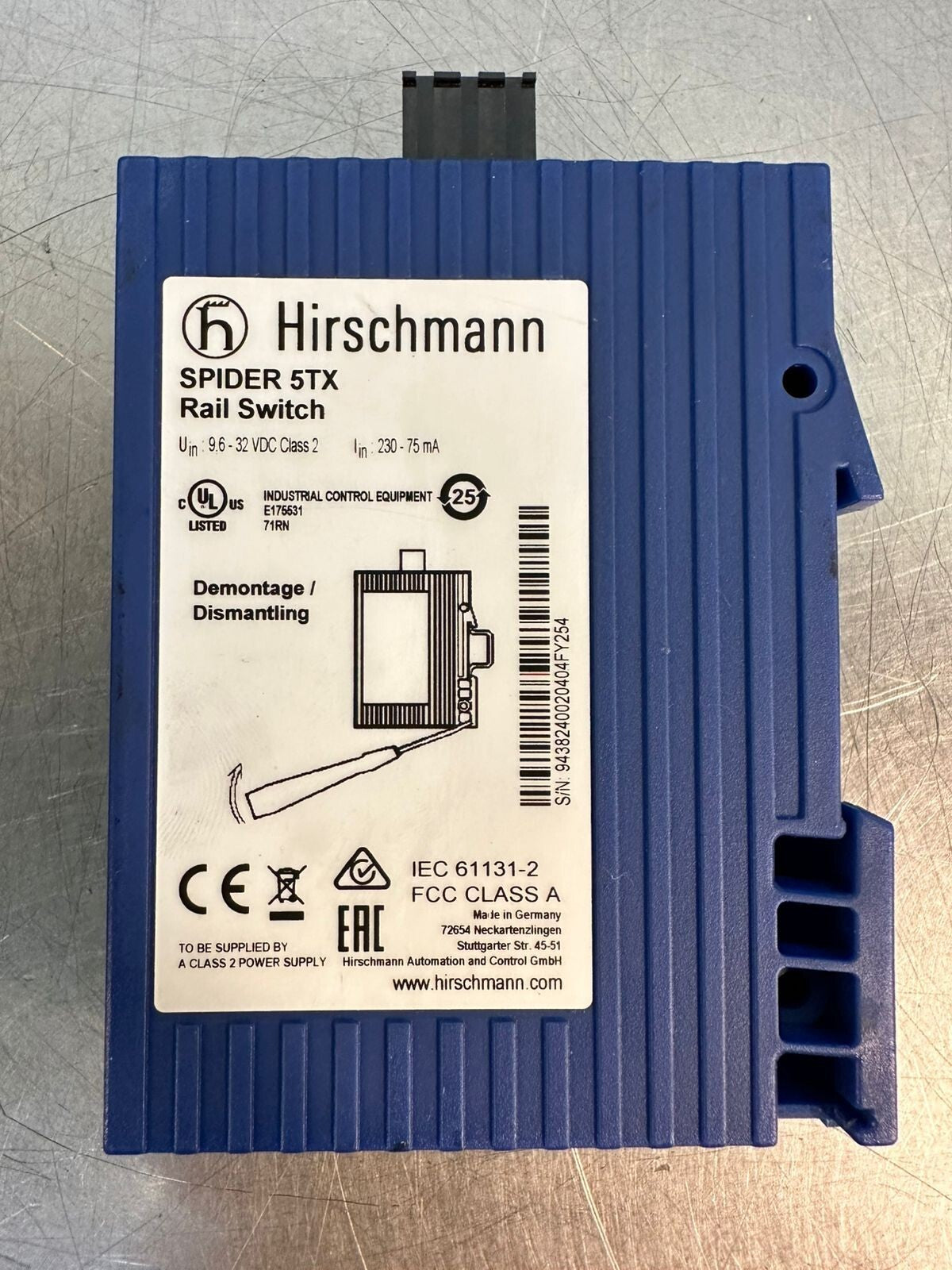 Hirschmann Spider 5TX Ethernet Rail Switch 32VDC  Class2          (6.4.2)