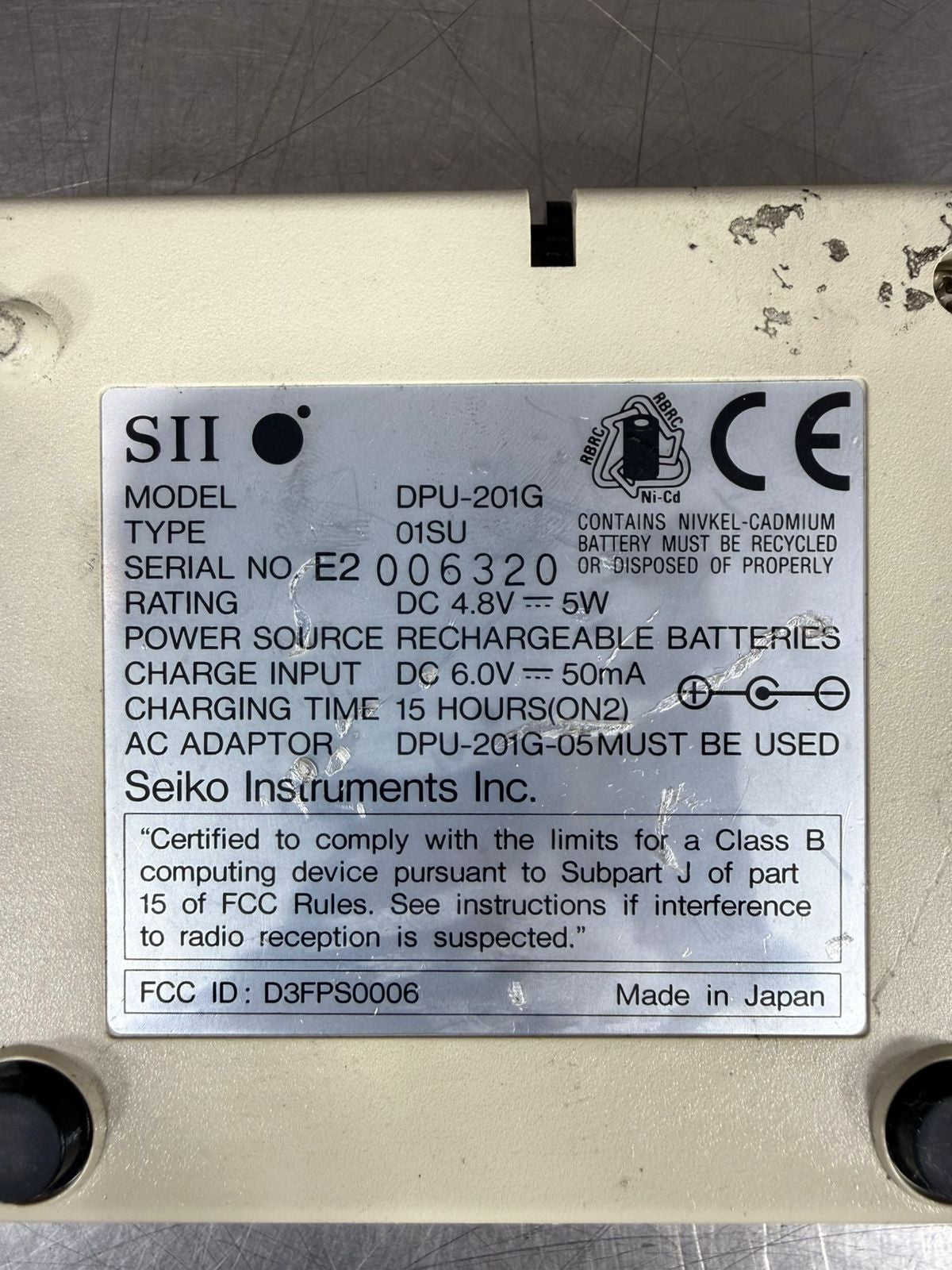 Seiko DPU-201G Thermal Printer Instruments                         (9.3.2)