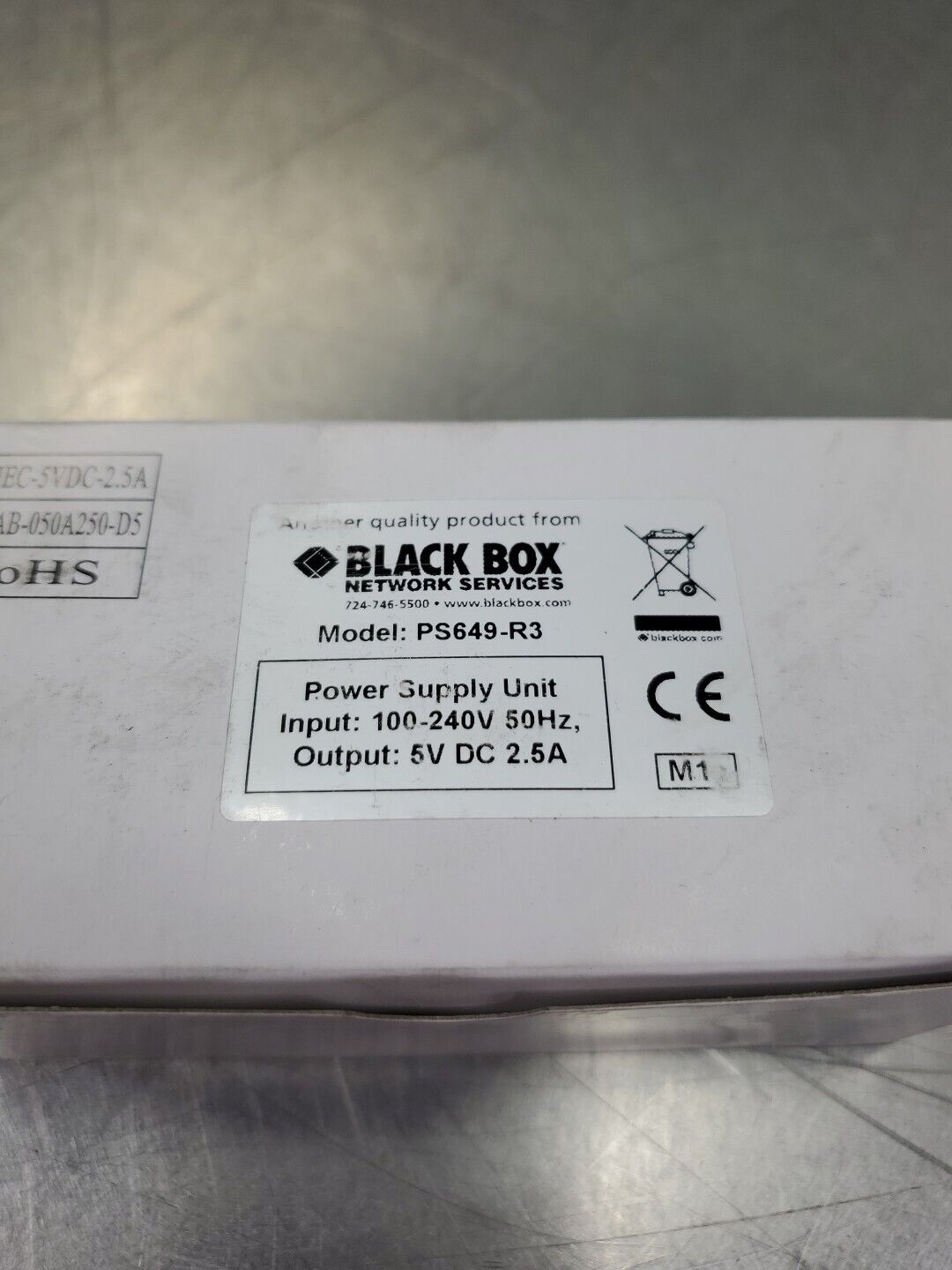 Black Box PS649-R3 5VDC 2.5A Power Supply Unit.                            4C-20