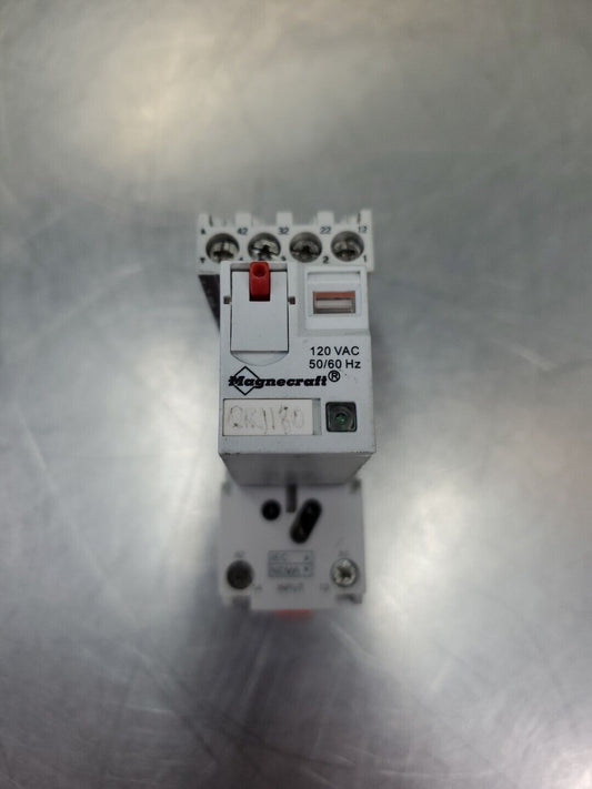 Magnecraft 782XDX2M4L-24D 120V Relay w/70-782EL14-1 Magnecraft Base.       4D-32