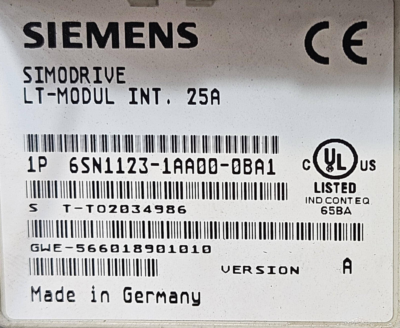 Siemens 6SN1118-0NJ01-0AA1 / 6SN1123-1AA00-0BA1  power Module           (BIN555)