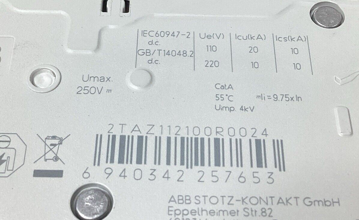 ABB  S 201M C2 DC  Circuit Breaker  2TAZ112100R0024      4C-15