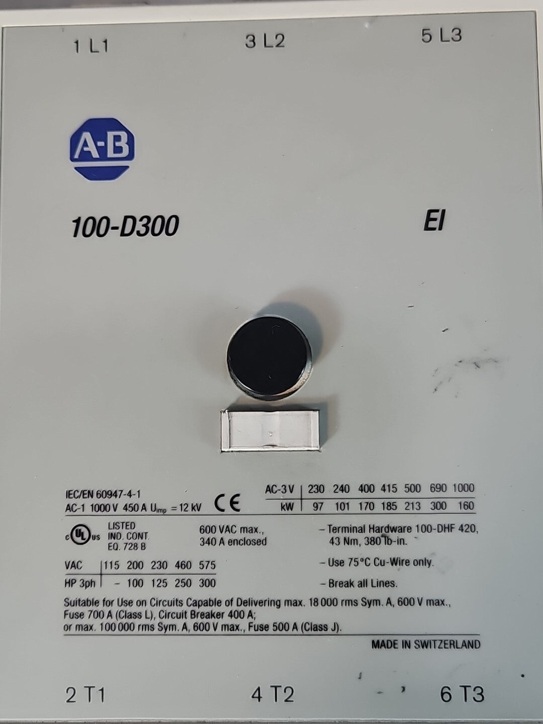Allen Bradley 100-D300 Ser B Contactor                                  (BIN641)