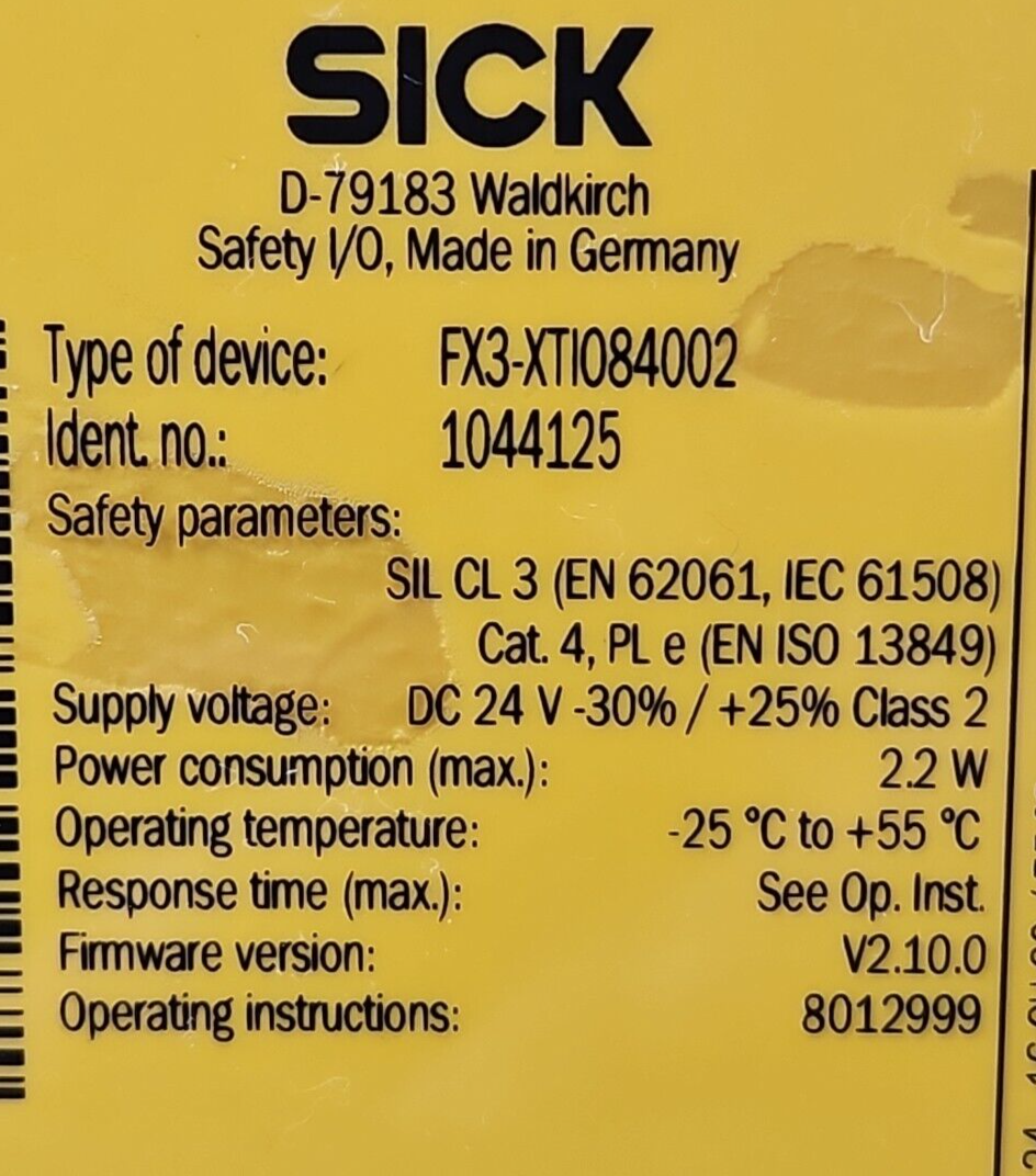 SICK FX3-XTI084002 Safety relay (BIN4.4.4)