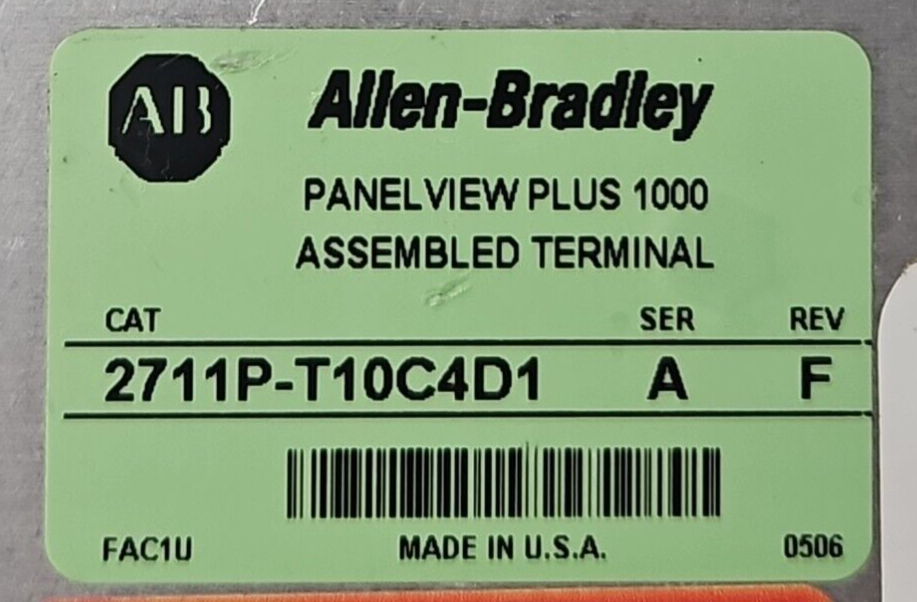 Allen Bradley 2711P-RDT10C ser A PanelView/ 2711P-T10C4D1               (BIN425)