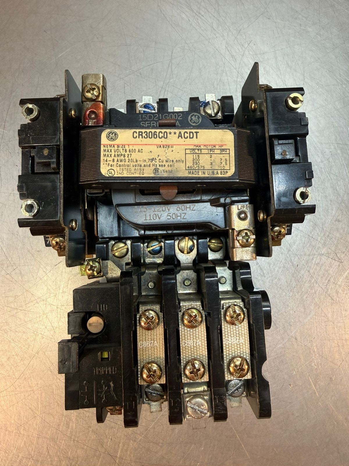 Ge CR306C0 Ser A Motor Starter 2-600VAC 27A 15D21G002 Coil              (3.1.3)