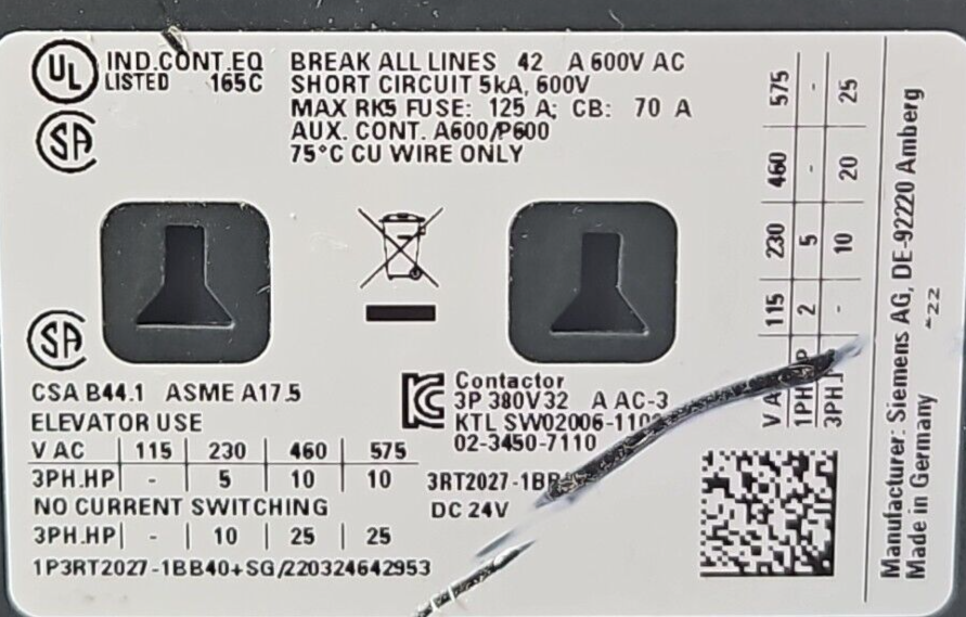 Siemens 3RT2027-1BB40 Sirius Contactor Fast Shipping  (BIN2.3.3)