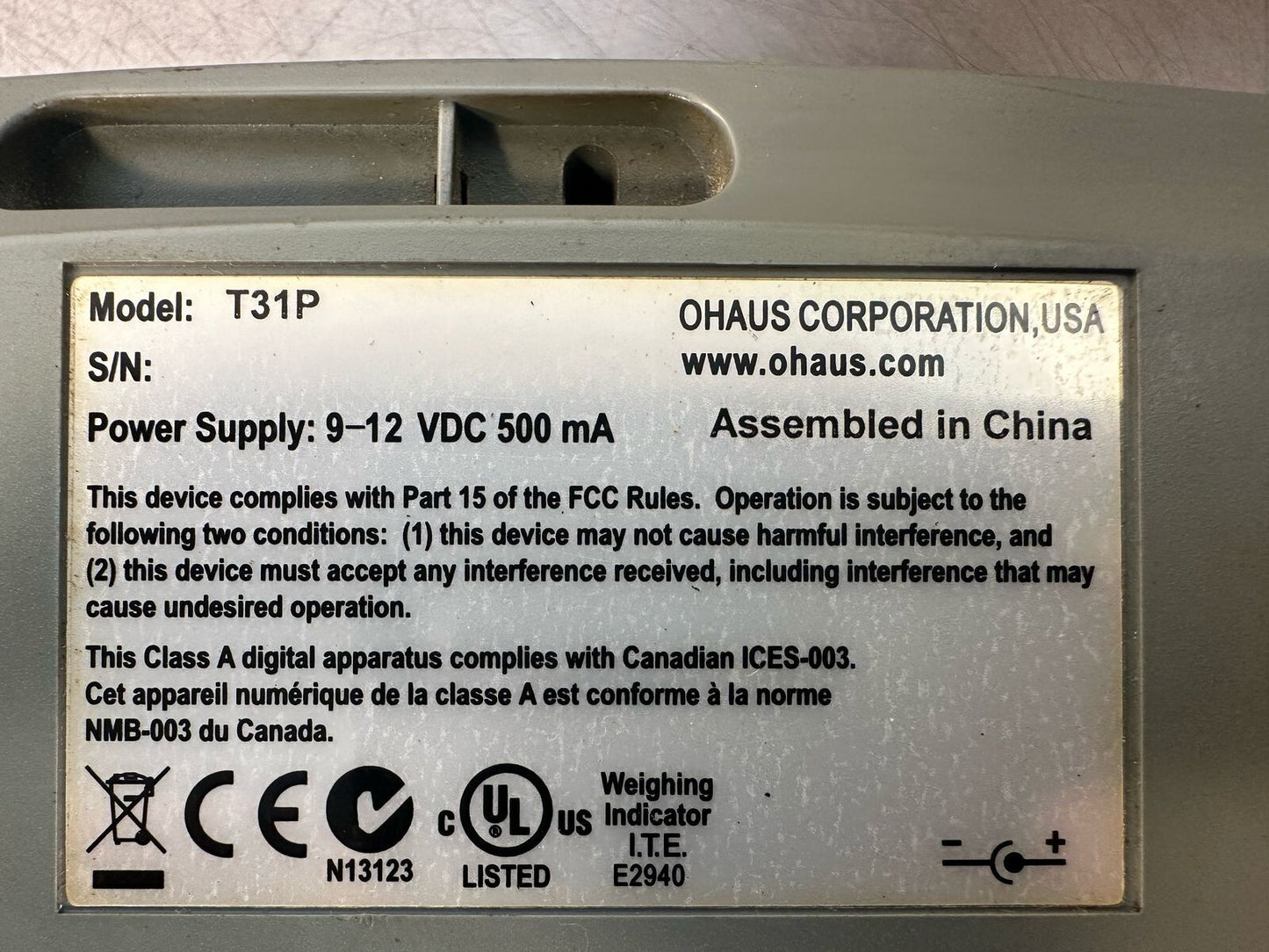 Ohaus Series Defender-3000 Indicator Display for Scale T31P (5.3.4)