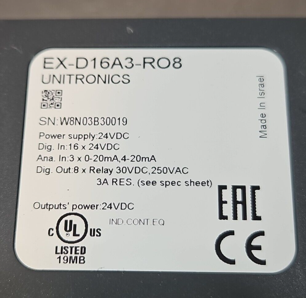 UNITRONICS EXD16A3R08  Module Extension I/O                             (BIN313)