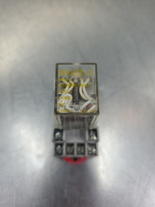 SQUARE D RSD4M1P14V53 Ser C Relay w/8501NR45 Base.                         4E-35