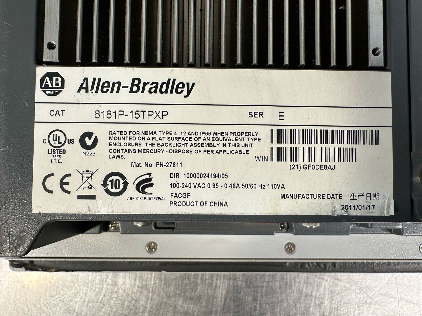 Allen Bradley 6181P-15TPXP Ser. E                          (8.4.5)