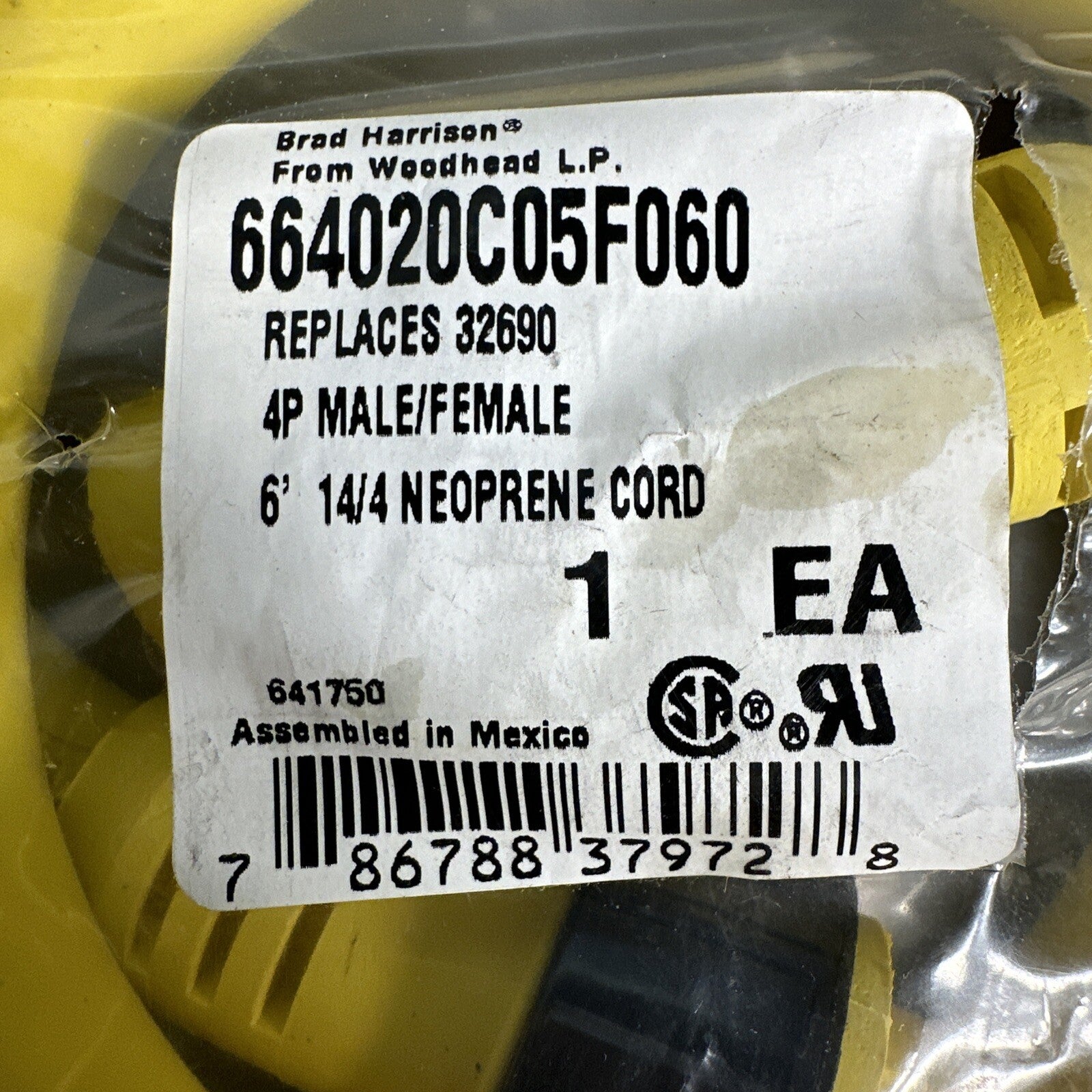 Brad Harrison 664020C05F060 Quick Change Extension, 4P (BIN-1.6.5)