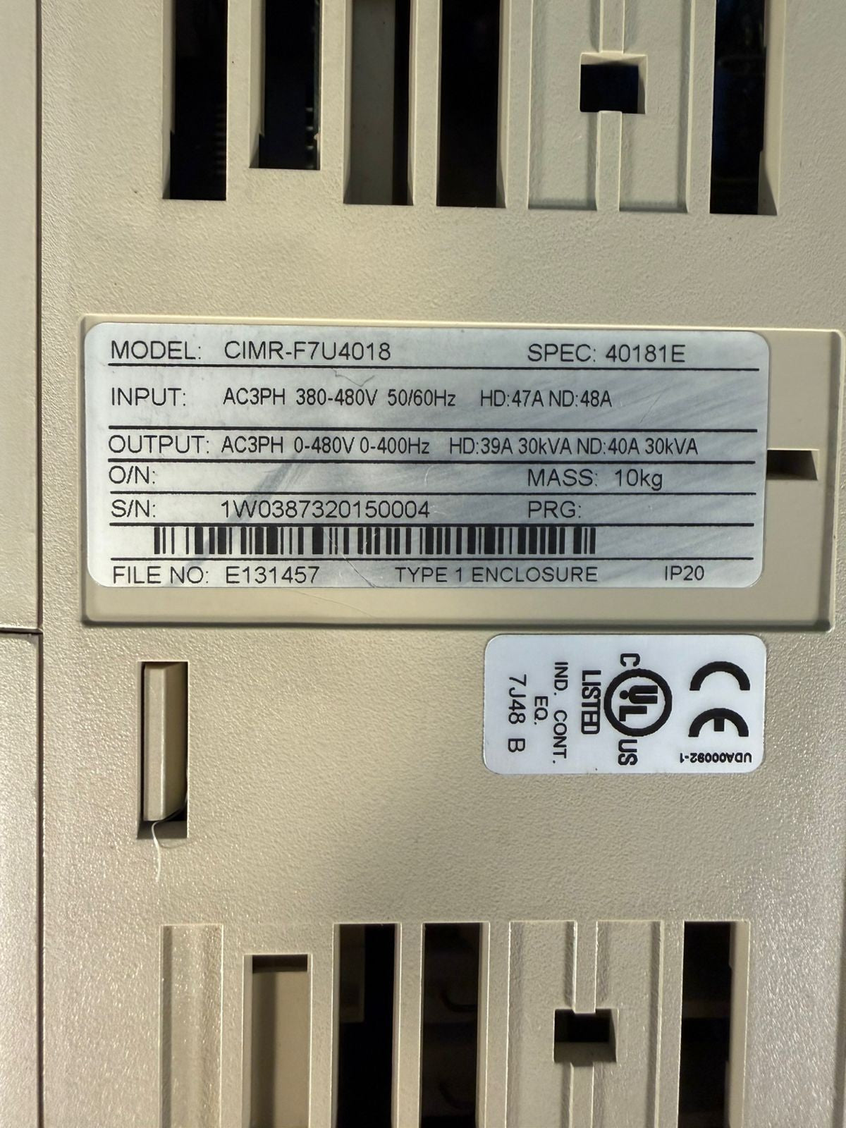 Yaskawa CIMR-F7U4018 Drive 3Ph           (5.5.2)