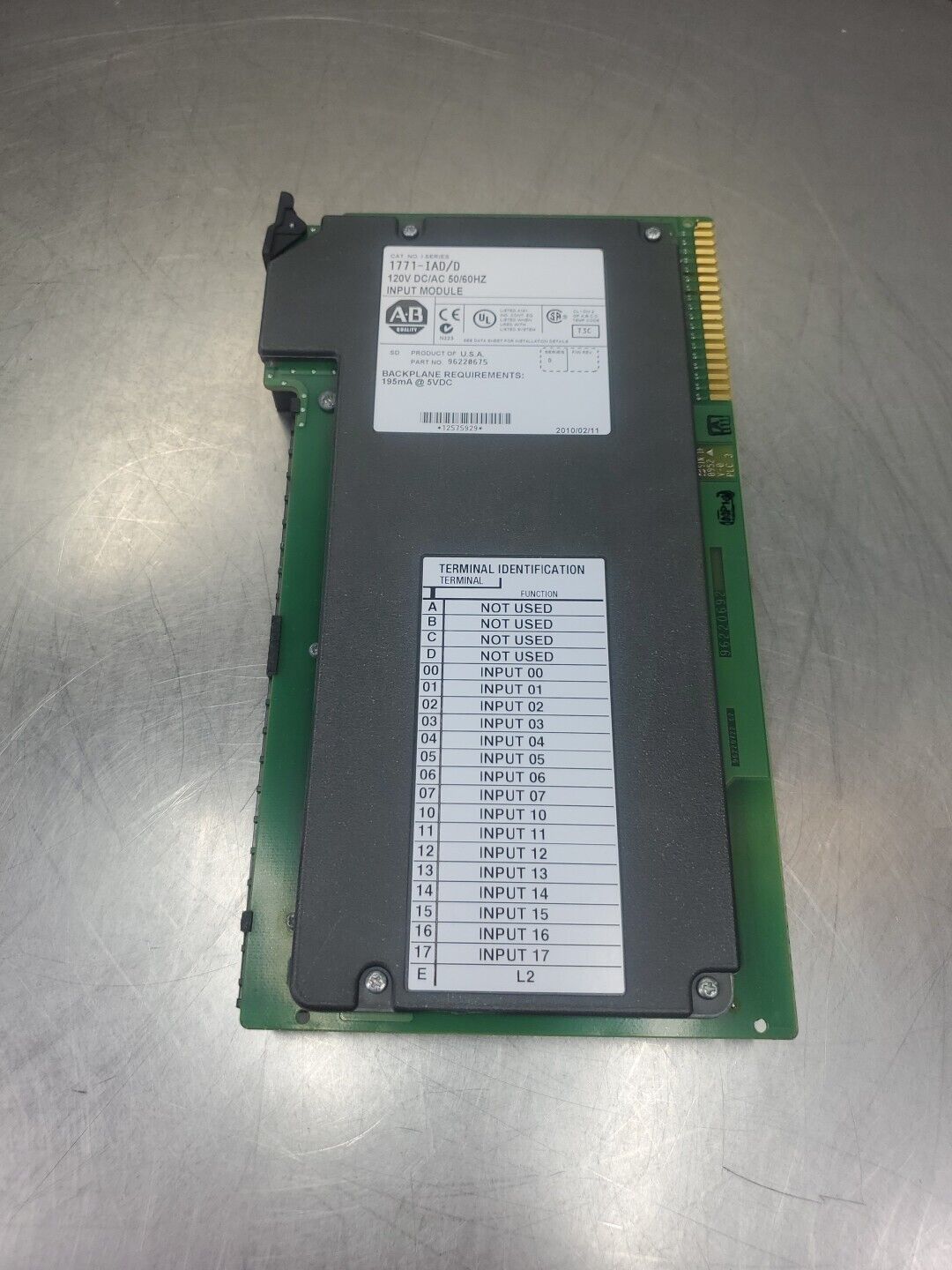 Allen Bradley 1771-IAD/D 120VDC/AC 50/60HZ Input Module.                   3D-38