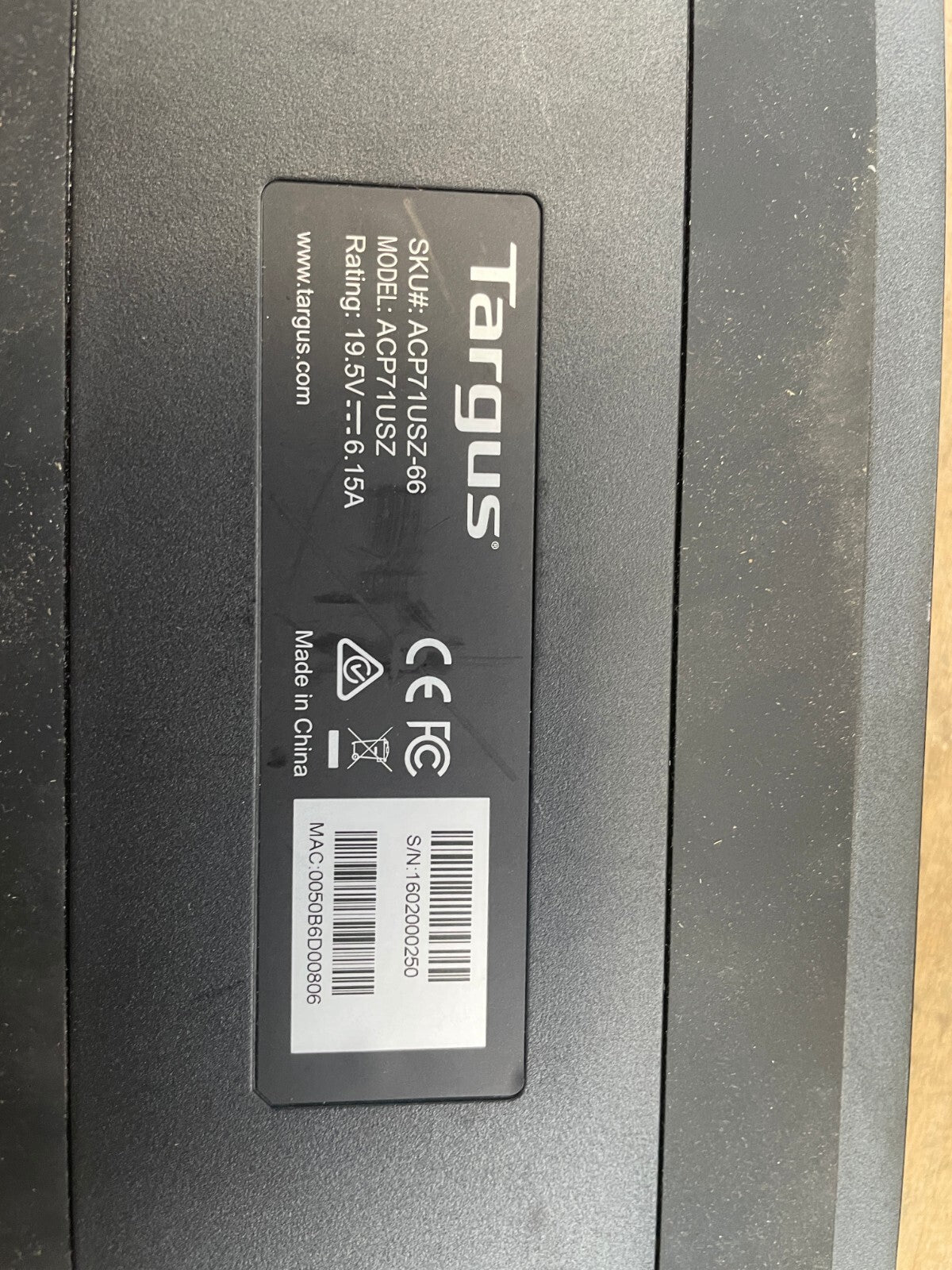 Targus ACP71USZ Black Universal USB 3.0 DV Docking Station without Power Adapter