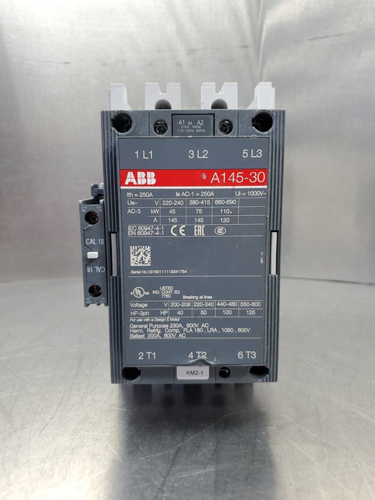 ABB A145-30 600VAC 230A Contactor, 40-125HP.                               1C-27