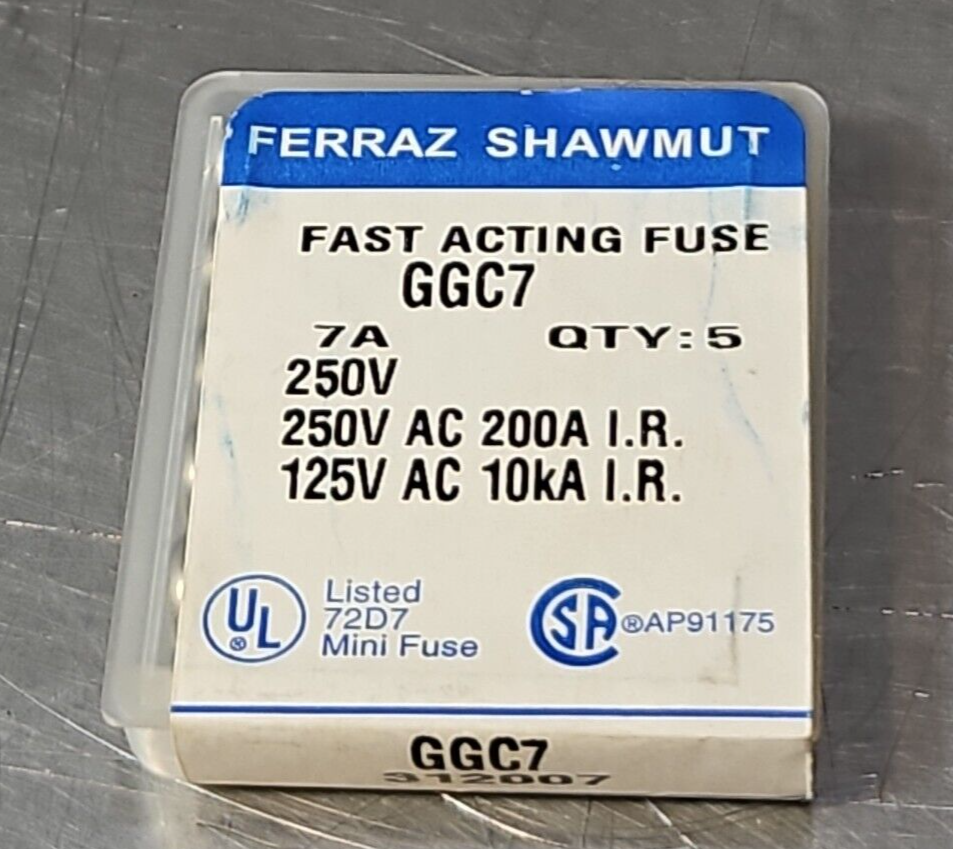 Ferraz Shawmut GGC7 Fast Acting Fuse 7A 250V   Pck w/2 boxes             loc4A28