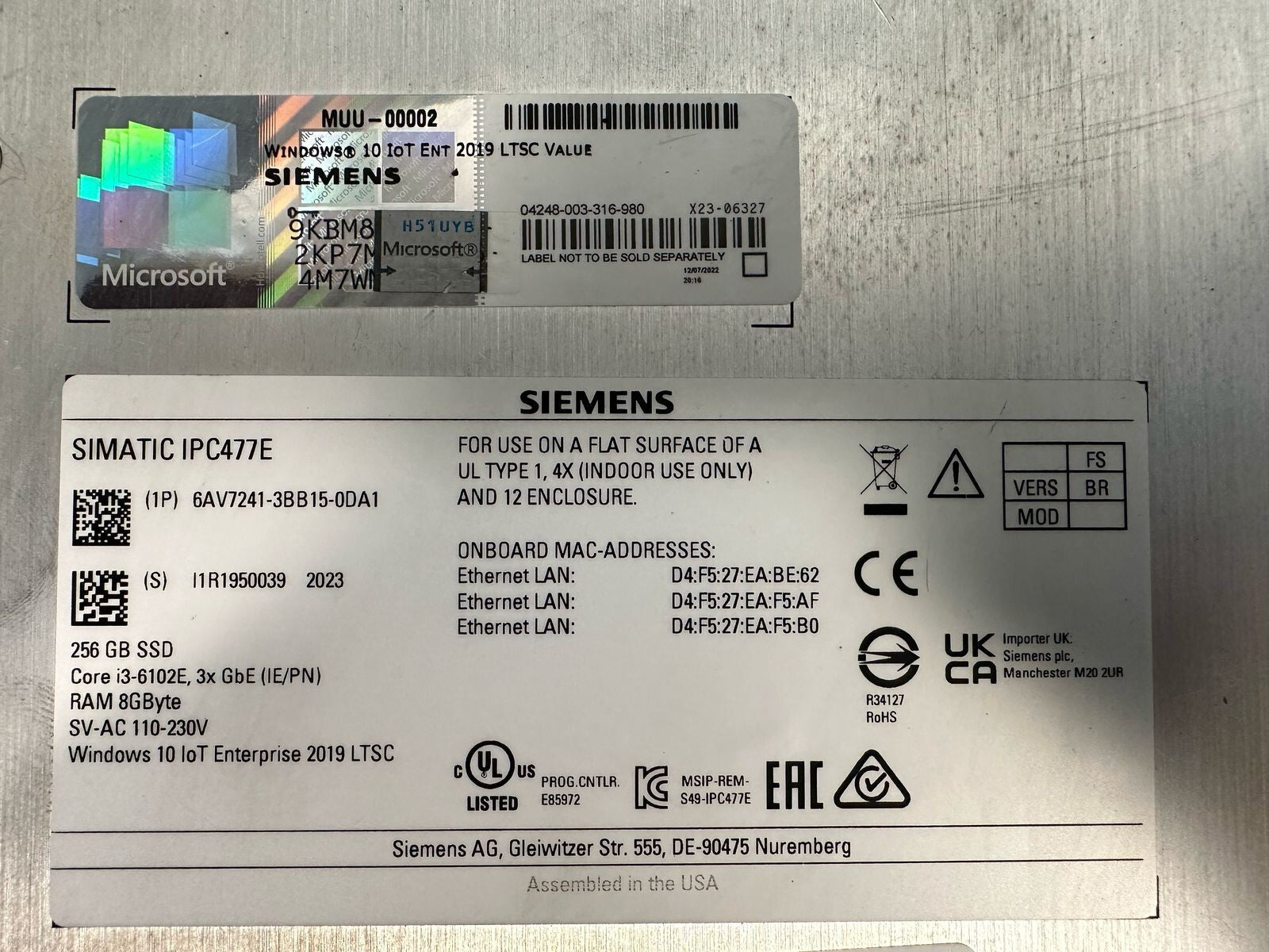 Siemens Simatic IPC477E 6AV7241-3BB15-0DA1    6AV7241-3BB15     (2.4.1)