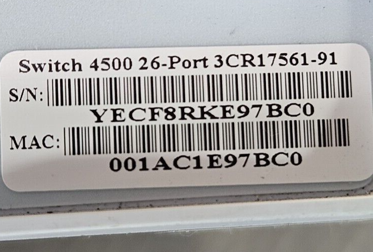 3COM 3CR17561-91 24-Ports Ethernet Network Switch                       (BIN751)