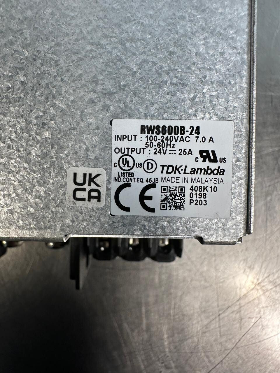 Tdk-Lambda RWS600B-24  Output 24V-25A   Input 100-240VAC  7.0A   (6.3.4)