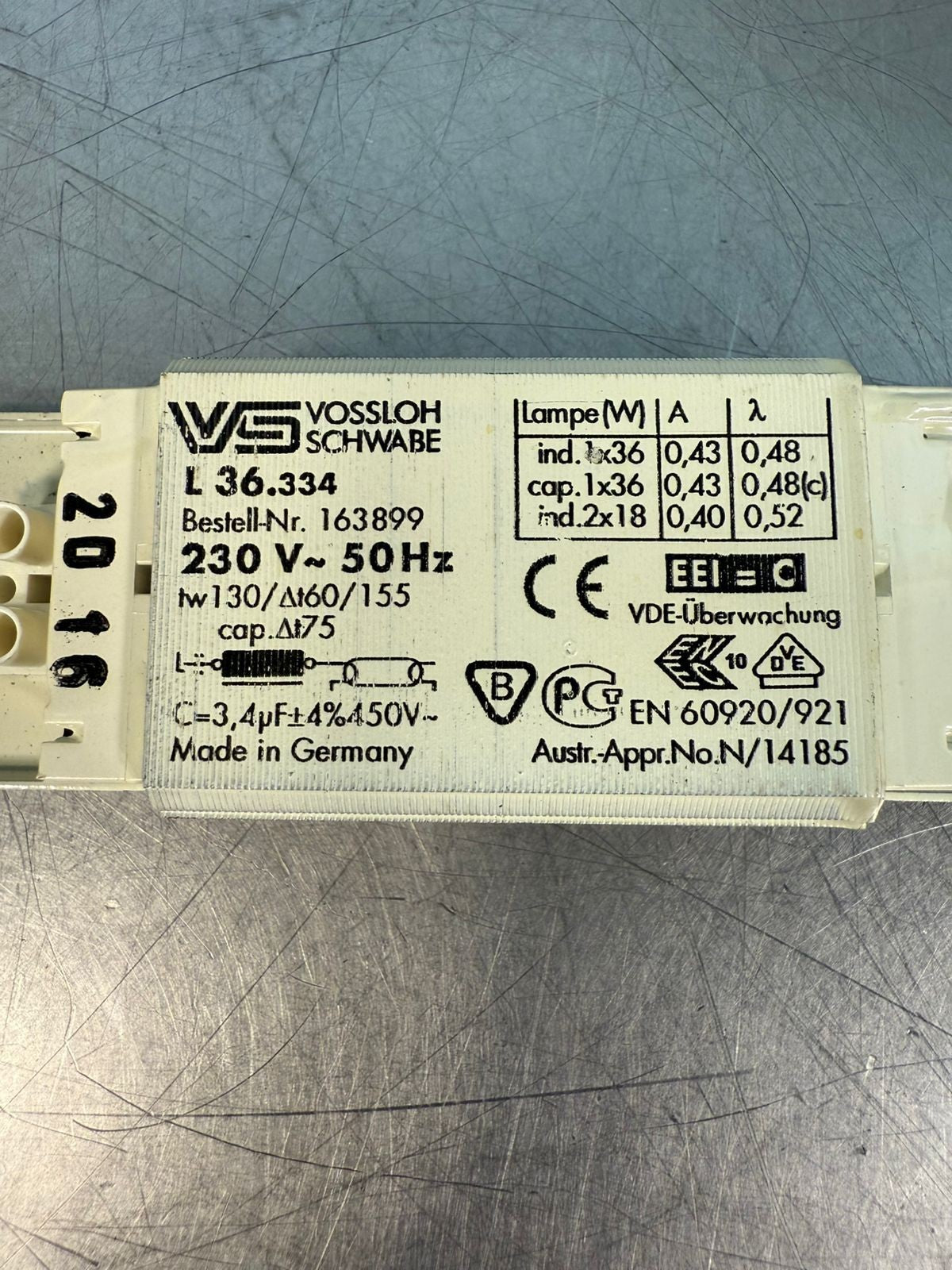 Vossloh L36.334 163899 Power Supply  230V~50HZ                     (2.1.5)