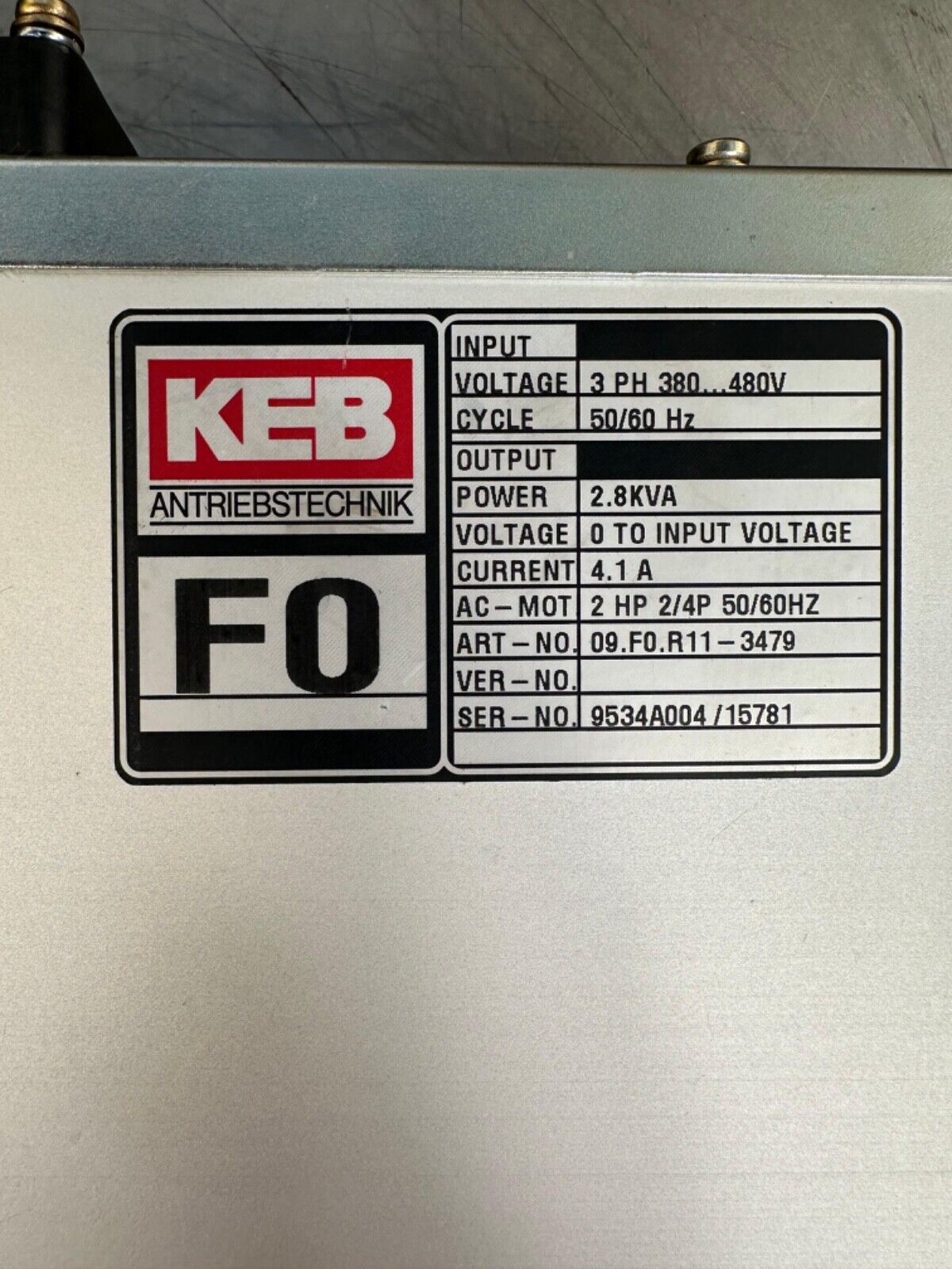 KEB 09-F0R11-3479 / Ser. 9534A004 (1E-25)