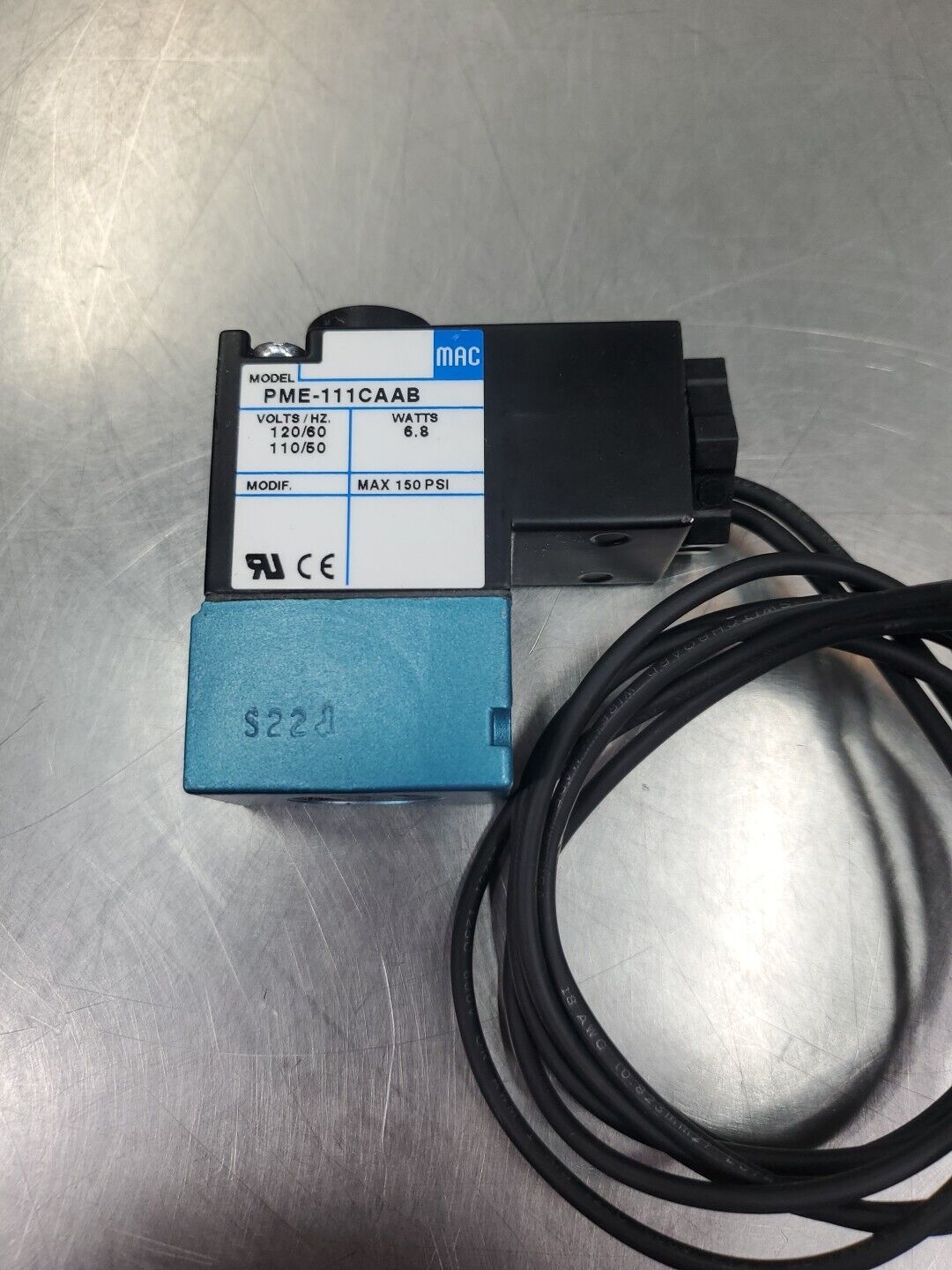 MAC PME-111CAAB Solenoid Valve, 110/120V 25-150PSI.                        6A-12