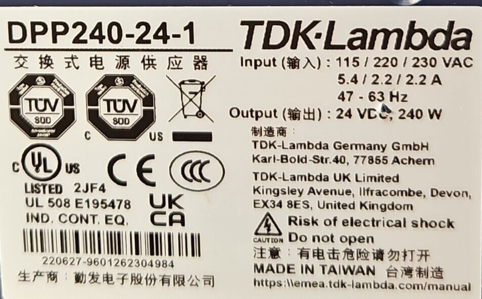 TDK-Lambda DPP240-24-1 240W DIN Rail Mount Power Supply                 (BIN425)