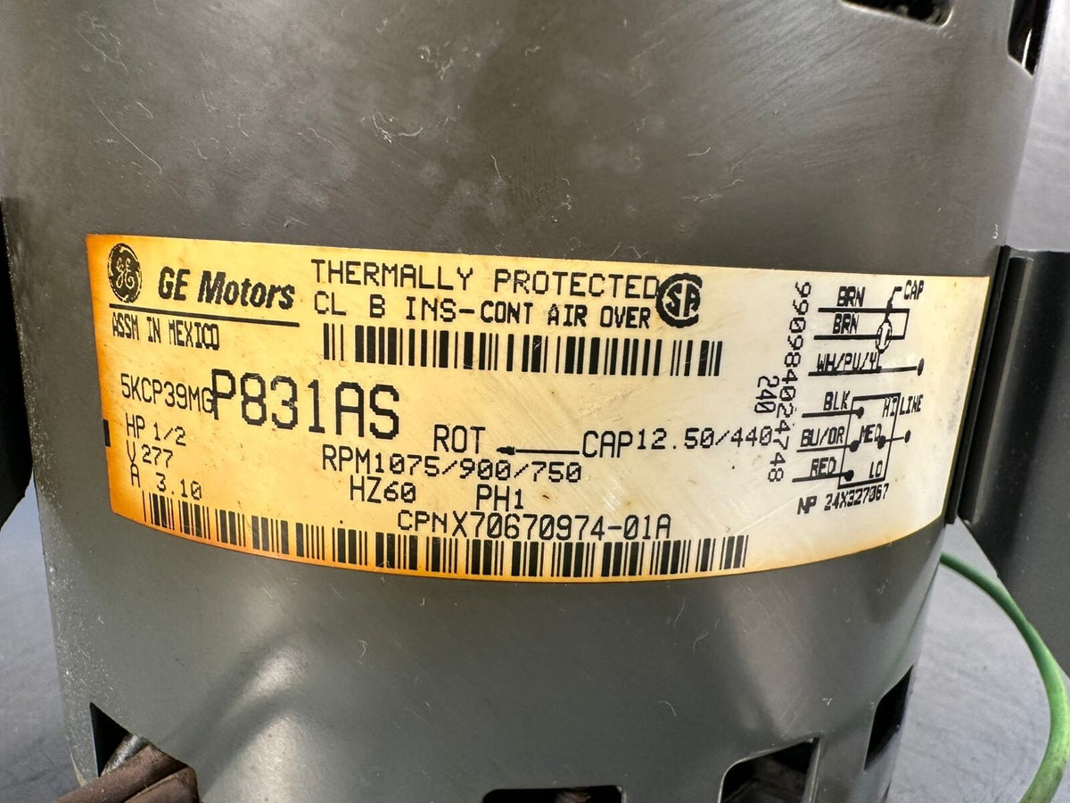 Ge 5KCP39MGP831AS 1/2 HP, 277V, 1 PH, 1075/900/750 RPM             (11.6.1)
