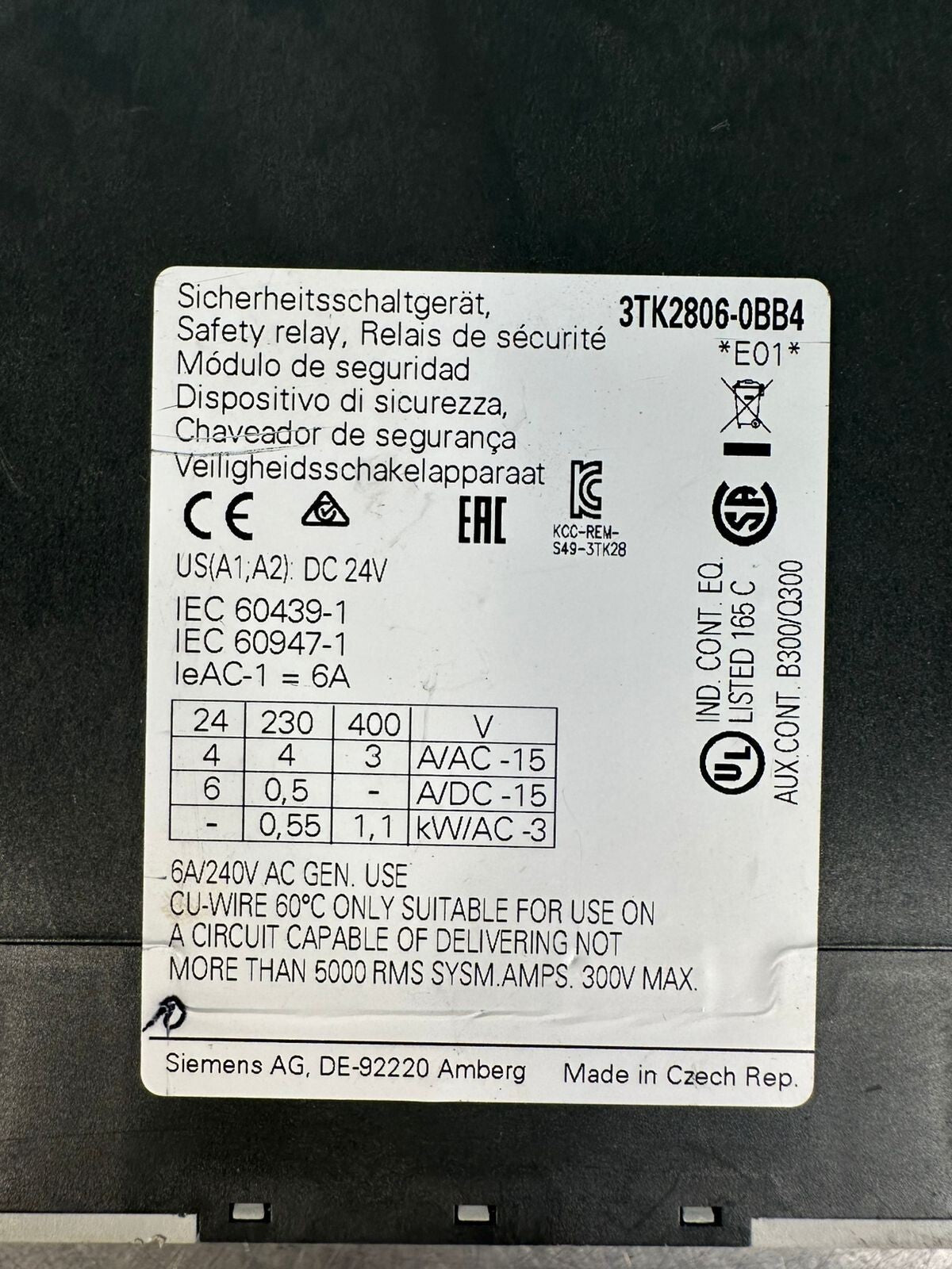 Siemens 3TK2806-0BB4 Delay Module Coil 24VDC 3TK2806-0BB4 (7.2.3)