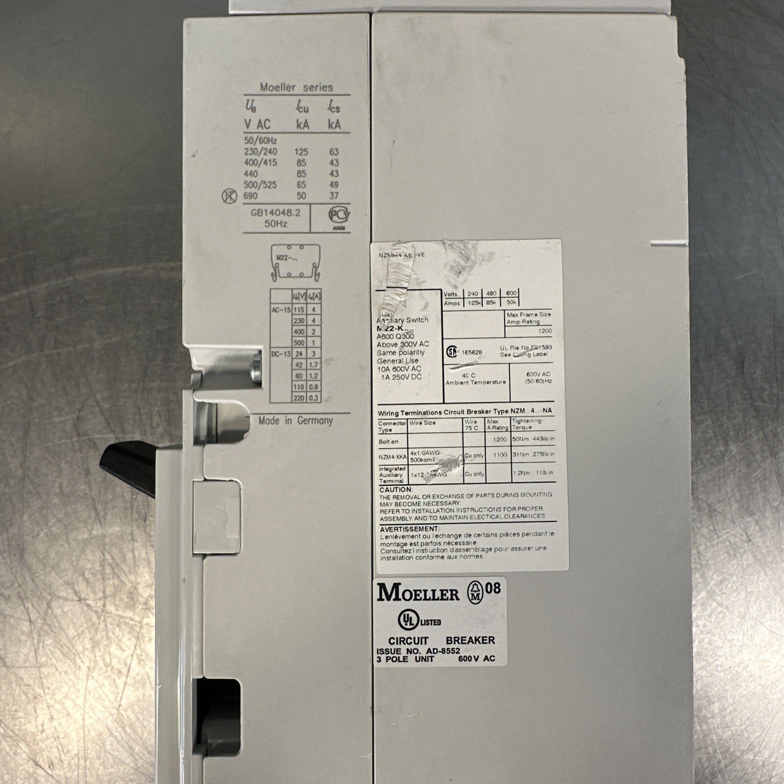 EATON NZM 4 Circuit Breaker NZMH4-AE-VE (BIN-2.5.5)