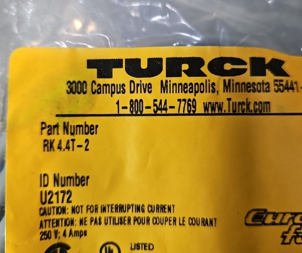 Turck RK 4.4T-2 Eurofast Cordset                                         loc5E24