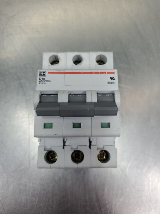 Cutler-Hammer D10 WMS3D10 3-Pole Circuit Breaker.                          4C-14