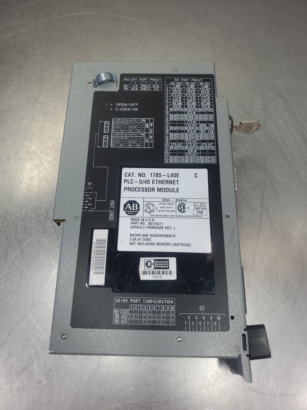 Allen Bradley 1785-L40E/C Ethernet Processor Module, Firm.Rev J.           3D-41