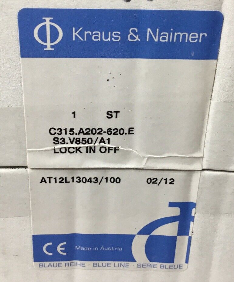 Kraus & Naimer C315 On/Off Control Switch, 3P, 600VAC, 240A, NEW in Box   4B-26