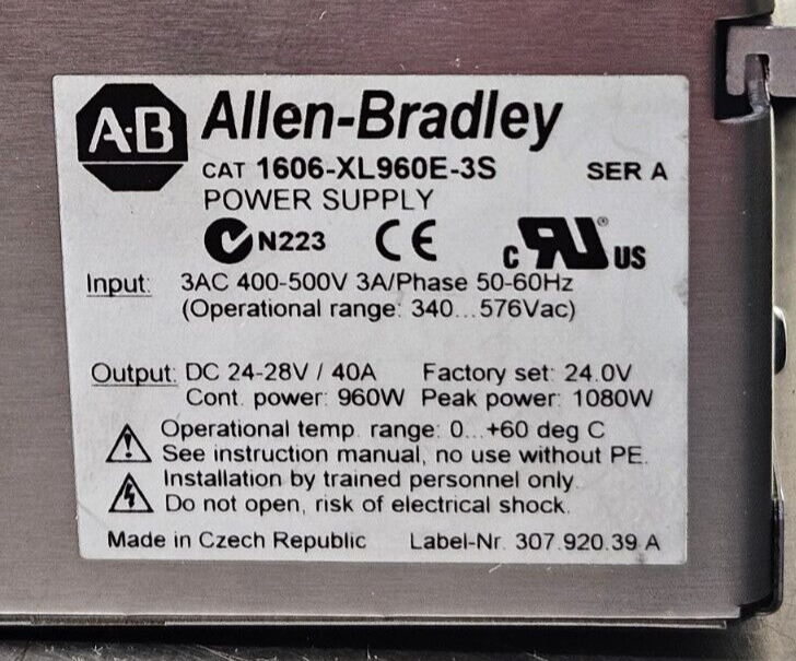 Allen Bradley 1606-XL960E-3S Power Supply                               (BIN544)