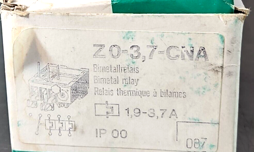 KLOCKNER MOELLER Z0-3,7-CNA Bimetal Relay 1.9-3.7A                       loc4A14
