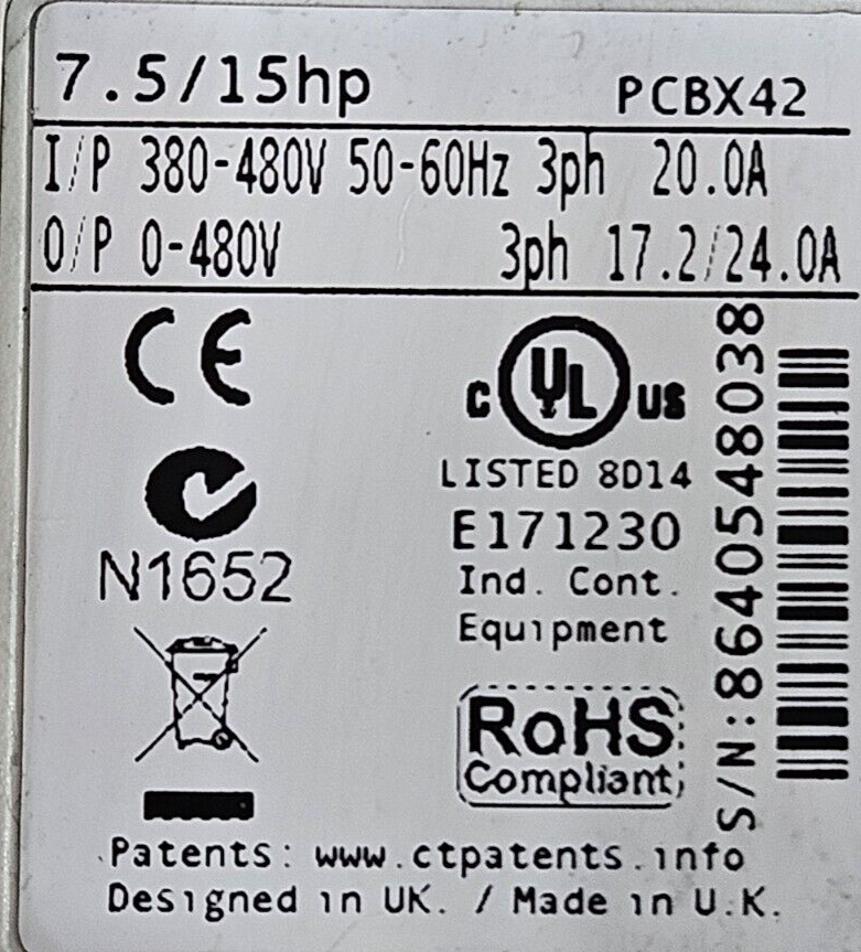 Tested Nidec Control Techniques M701-044-00172 A 7.5/15hp (BIN1.4.1)