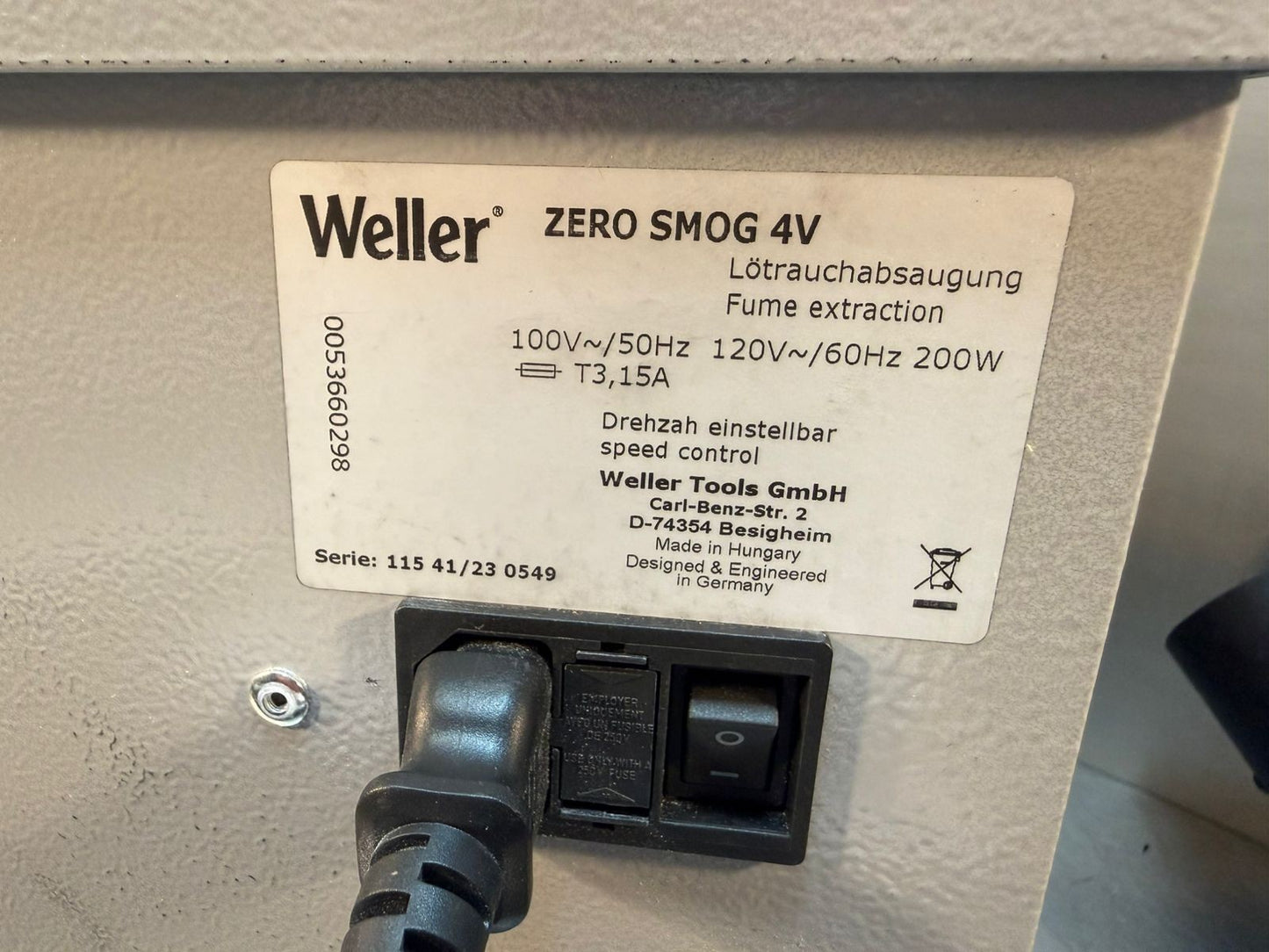 Weller WFE2S / Zero Smog 4V – 0058735936N  100/120V 50/60Hz 200W        (1.5.2)