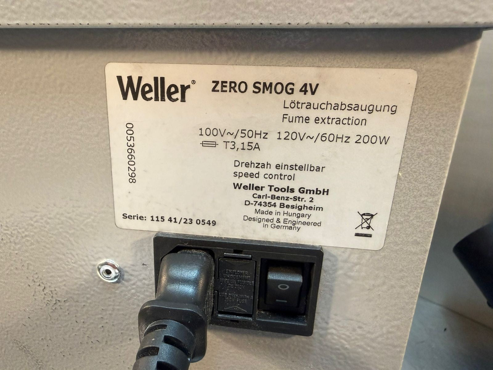 Weller WFE2S / Zero Smog 4V – 0058735936N  100/120V 50/60Hz 200W        (1.5.2)