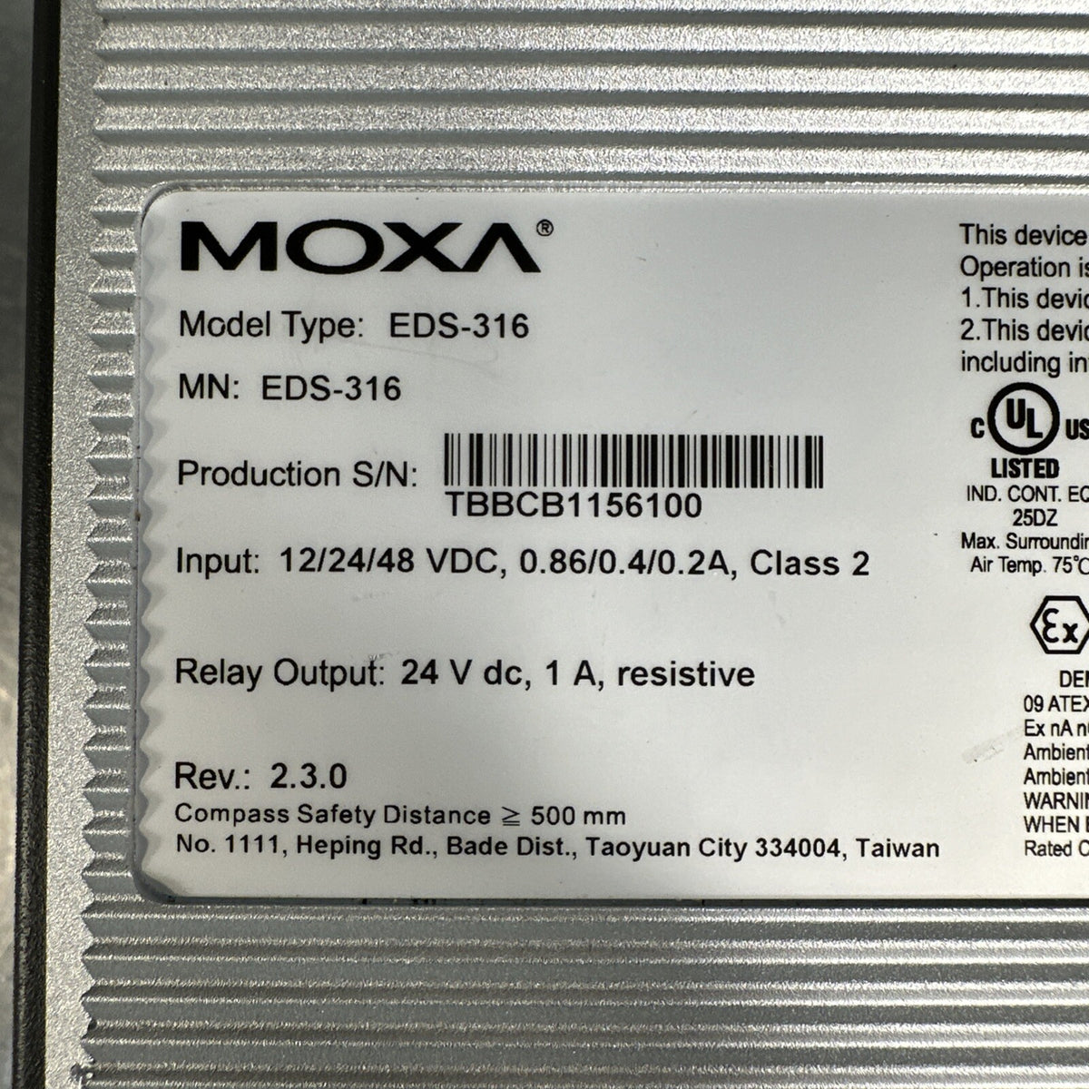 Moxa EDS-316  Industrial Ethernet Switch            (BIN-7.1.4)