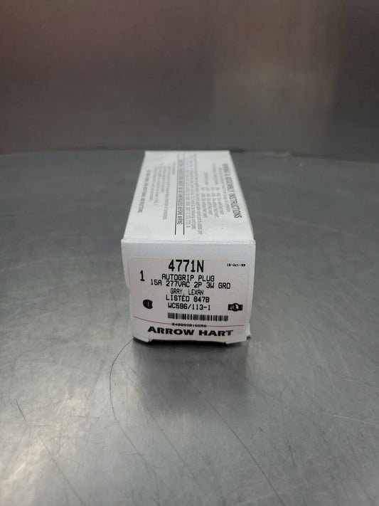 Arrow Hart 4771N Autogrip Plug, Male 15A 277VAC 2P 3W GRD.                 4B-37