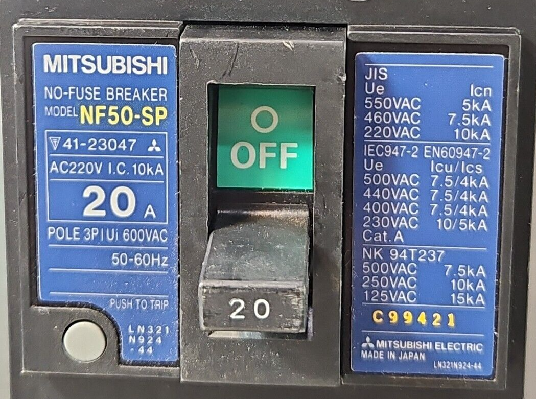 Mitsubishi NF50-SP 20A N-Fuse Breaker 3 Pole                            loc4C13