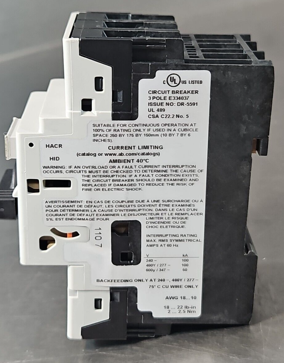 Allen Bradley 140U-D6D3-B10 /B Circuit Breaker 3 Pole 1A                  loc4C3